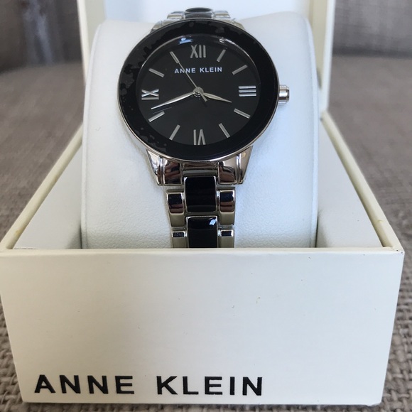 Anne Klein Black Tone and Silver Watch